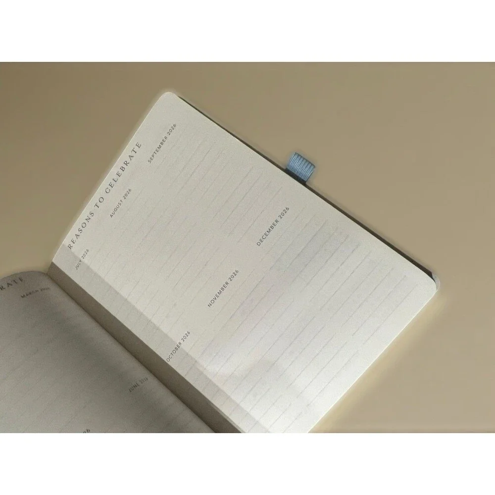 2026 12 month Planner White/Blue Floral Bow Planner Weekly & Monthly Small